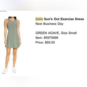 Nordstrom Zella Exercise Dress with Built in Padding